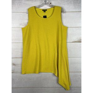 Alfani Top Womens 1X Gold Textured Asymmetrical Hem Stretch Sleeveless Blouse